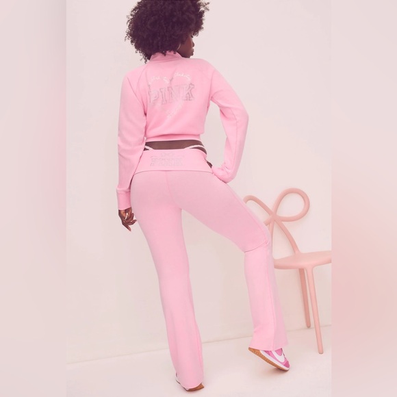 PINK x LoveShackFancy Cotton Foldover Flare Leggings - Picture 3 of 5